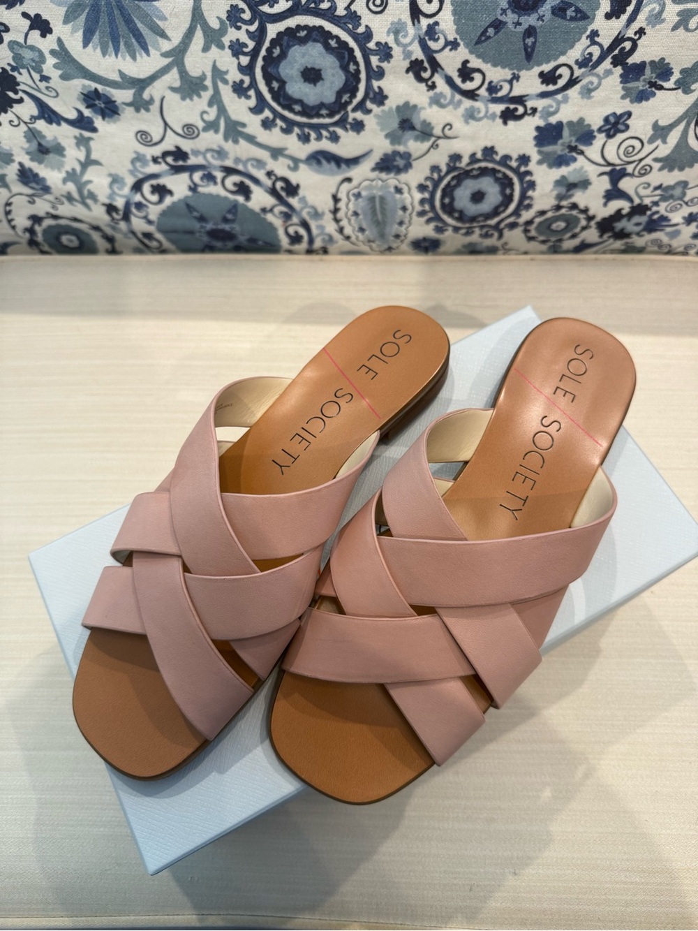 Sole Society Sharonie Washed Pink Strappy Slide Sandals Size 9M
